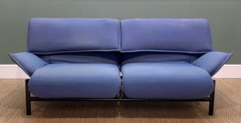 VICO MAGISTRETTI FOR CASSINA: 'Veranda' reclining 2-seater sofa, with blue cloth covers, 174cm w