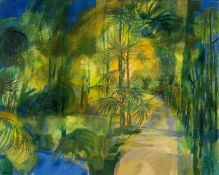 ‡ RONALD LOWE (British, 1932-1985) oil on canvas - 'Palm Walk I', 56.5 x 58cms Comments: framed
