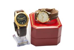 TWO GENT'S WRISTWATCHES comprising Alfex quartz watch, the white dial with date aperture, 35mm case,