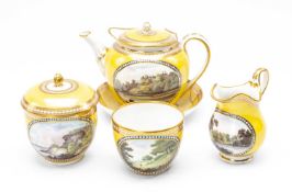 FINE LATE 18TH CENTURY ROYAL CROWN DERBY BACHELOR'S TEA SET, c. 1790, probably by Thomas 'Jockey'