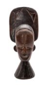 IDOMA HEAD CREST, Nigeria, with flat rear flange supporting rear standing figure, 36cms high