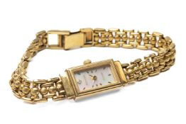 9CT GOLD ACCURIST 'GOLD' LADY'S WRISTWATCH, with ball and brick link bracelet stamped '9ct', 17.5gms