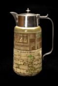 ROYAL DOULTON CLARET JUG, with EPNS mount to rim, seriesware pattern D2532 'Cardinal Richelieu/
