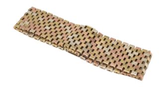 9CT GOLD TRI-COLOUR BRICK LINK BRACELET, 19.5cms long, 44.8gms Provenance: deceased estate Vale of