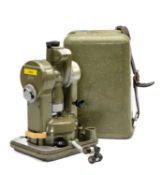 SWISS KERN K1-RA SELF REDUCING ENGINEERS TACHYMETER THEODOLITE, green painted metal domed case.