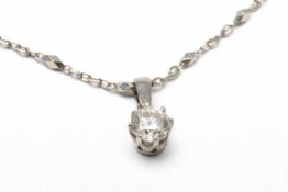 DIAMOND SOLITARE PENDANT, the single claw set round brilliant stone measuring 0.5cts approx., on