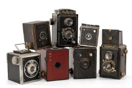 SEVEN ASSORTED BOX CAMERAS, including Gnome Pixie, Voighander Brilliant f/7.5 etc. (7)