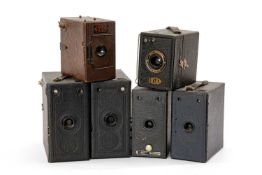 SIX ENSIGN BOX CAMERAS, including Ensign Cadet, Ensign 'All Distance Twenty' etc. (6)
