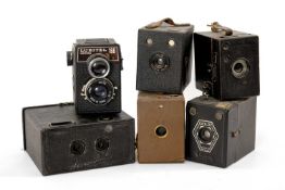 ASSORTED BOX CAMERAS, including Goldy Objectif, Lubitel 166 f/4.5 75mm etc. (6)
