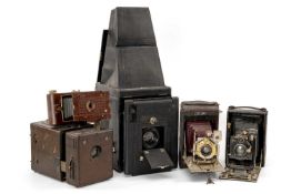 FIVE ASSORTED BELLOW CAMERAS, comprising No.2 Hawkette, Klimax Anastigmat, Aldis Anastigmat No.1,