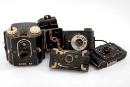 FIVE ASSORTED CAMERAS, comprising Univex Model AF-2, V.P Twin camera with bloomed 