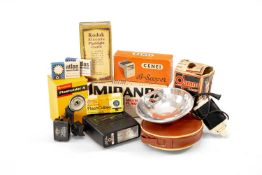 ASSORTED CAMERA FLASHES AND FLASH ACCESSORIES, including Kodak Electric Flashlight Outfit, Kodak