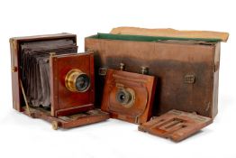 WATSON & SONS FULL PLATE MAHOGANY FIELD CAMERA, with J.H. Dallmeyer No.5 Stigmat Series II f/15