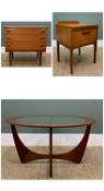 ASSORTED MID-CENTURY FURNITURE including G-Plan Astro glass-topped circular coffee table, 84cms
