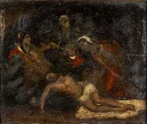 AFTER ANNIBALE CARRACCI, 18th/19th Century, oil on copper - 'The Dead Christ Mourned' (The Three