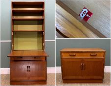 MID-CENTURY G-PLAN TEAK LOUNGE FURNITURE comprising two cabinets, single frieze drawer above