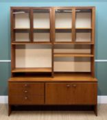 ASSOCIATED MID-CENTURY TEAK GLAZED LOUNGE UNIT, the two G-Plan glazed bookcase tops on Meredew
