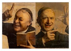 19TH CENTURY EUROPEAN SCHOOL oleographs - 'Defence' and 'Attack', 44 x 33cms (2) Provenance: private