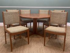 MID-CENTURY DANISH SKOVBY MOBELFABRIK TEAK EXTENDING DINING TABLE & SET 8 CHAIRS, table 218cms w (