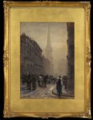 ARTHUR COX (b. 1857) watercolour - 'A Frosty Morning, Liverpool', a view of St. George's Church