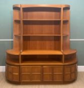 MID-CENTURY NATHAN TEAK 3-PIECE LOUNGE UNIT, 194h x 190w x 42cms d (3)