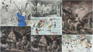 ASSORTED PRINTS, including AFTER GEORGE MORLAND three colour lithographs - The Happy Cottagers,