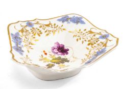 H. & R. DANIEL PORCELAIN DESSERT DISH, c. 1825, of 'cusped' shape, painted with flower spray to
