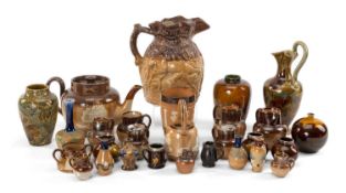 ASSORTED DOULTON CERAMICS comprising Doulton and Watts hunting jug, eight pieces of relief wares