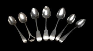 COLLECTION OF SILVER TEASPOONS, including set 3x fiddle pattern spoons, Joseph Latimer, Newcastle