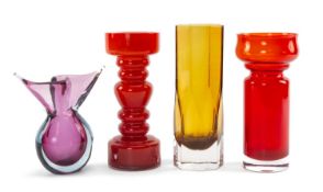 ASSORTED 20TH CENTURY GLASS including faceted amber glass vase, Gunner Ander for Lindshammar, 1960s,