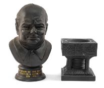 COPELAND BLACK BASALT CATHEDRAL OF WINCHESTER FONT, circa 1870, with animal and figural