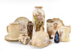 QUANTITY OF DOULTON BURSLEM CERAMICS comprising cheese dish and cover, four various vases,