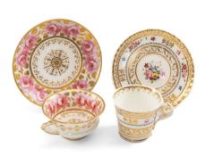 TWO EARLY 19TH C. PORCELAIN CUPS & SAUCERS, comprising CHAMBERLAIN WORCESTER COFFEE CUP & SAUCER,