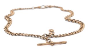 9CT GOLD ALBERT CHAIN, graduated curb links, T-bar, 49.5cms long, 55.4gms Provenance: private