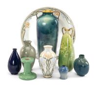 DOULTON CERAMICS comprising Lactolian ware vase and plate, two Luscian ware vases, four small