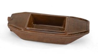 DOULTON LAMBETH STONEWARE ADVERTISING DISH, modelled as a barge marked 'Downey 4 Pratt St Lambeth
