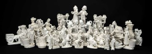 ASSORTED CONTINENTAL BISQUE PORCELAIN FIGURES, all in the white (39) Provenance: private