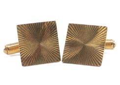 PAIR OF 9CT GOLD CUFFLINKS of square sunburst design, 6.8gms gross, in red cufflinks box Provenance: