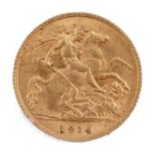 GEORGE V GOLD HALF SOVEREIGN, 1914, 4.0gms Provenance: deceased estate Ceredigion Comments: