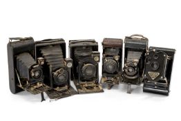 SIX VARIOUS BELLOW CAMERAS, comprising Wollensak Lukos II f/8, Rajar No.6, Derval Rapid Aplanat f/