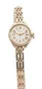 9CT GOLD ROTARY LADY'S WRISTWATCH, circular dial, alternate Arabic and baton hour markers,