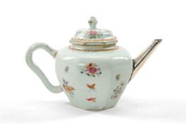 CHINESE FAMILLE ROSE OCTAGONAL TEAPOT & COVER, early 18th Century, painted with insects and flower