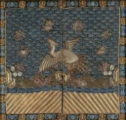 CHINESE SILK EMBROIDERED RANK BADGE, late Qing dynasty, for the fifth Civil rank, depicting a silver