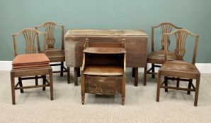 ANTIQUE FURNITURE ASSORTMENT to include mahogany gateleg table, 76cms H, 115cms W, 82cms D (open),