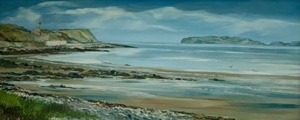 JILL MICKLE oil on board - old brickworks on North Anglesey, signed and dated '81, 59.5 x 24.8cms