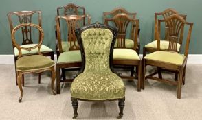 GEORGIAN MAHOGANY & LATER HARLEQUIN GROUP OF DINING CHAIRS (4,2,1,1) and an Edwardian ebonised