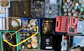GARAGE CONTENTS to include a comprehensive set of cased drill bits, fixings, ETC