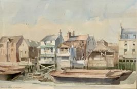 DENNIS JOHN HANCERI RSMA (1928-2011) watercolour - titled 'Vintage Wapping, London 1991', signed, 33
