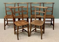 SET OF SIX VINTAGE CHAPEL CHAIRS 82cms H, 43cms W, 36cms D