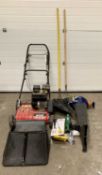 ASSORTED GARDEN TOOLS to include a MTD VG40BM petrol lawn scarifier, assorted other tools to include